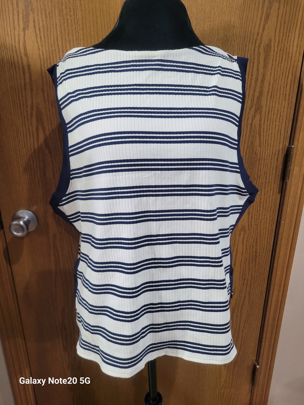 NWT J.Crew Navy White Striped Ribbed Boat Neck Tank Top 3X